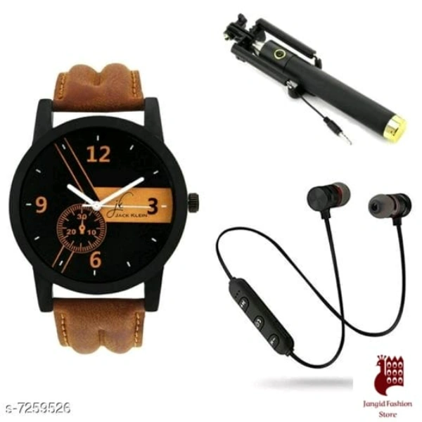 Combo of Men's Analog Watches with Mobile Accessories - COMBO, FREE, FREE SIZE